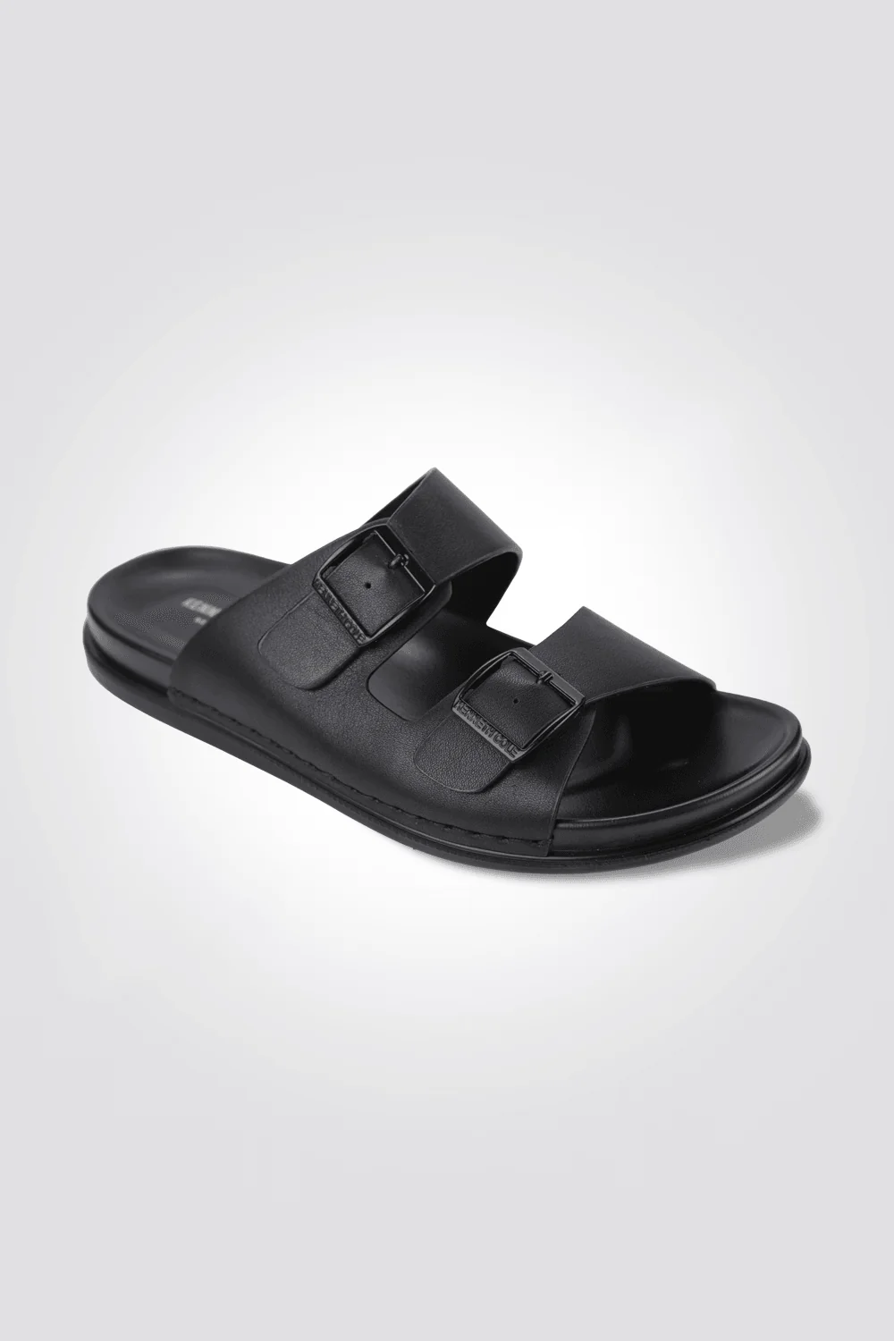 כפכפי עור לגבר DOUBLE STRAPPED בצבע שחור - Image 5