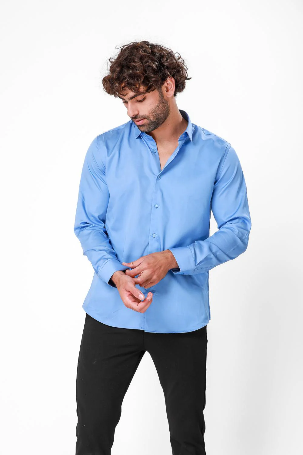 מכופתרת צבע תכלת - Image 4