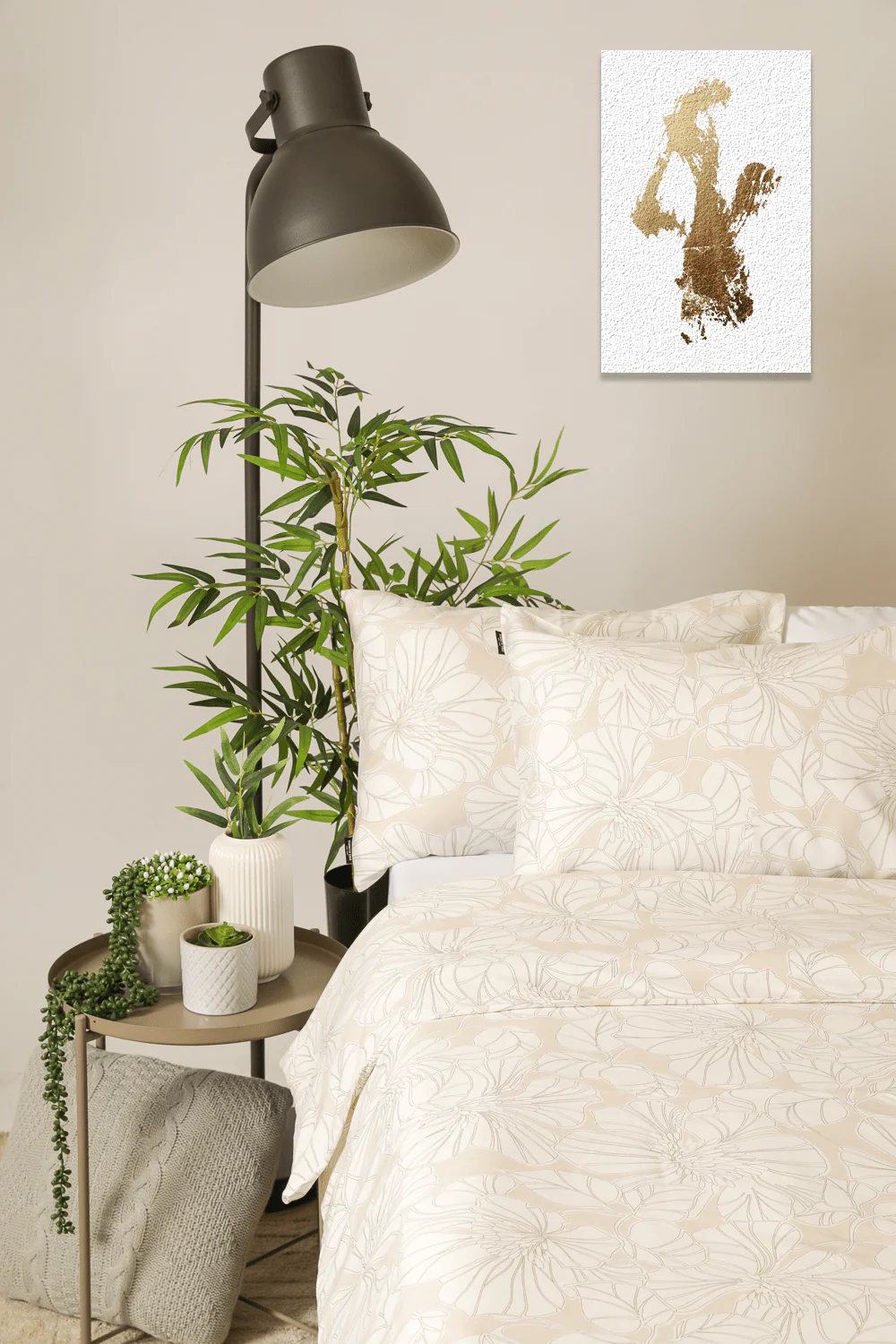 סט מצעים זוגי רחב 180/200 ס"מ כותנה סאטן דגם SEPIA PEONY - Image 2